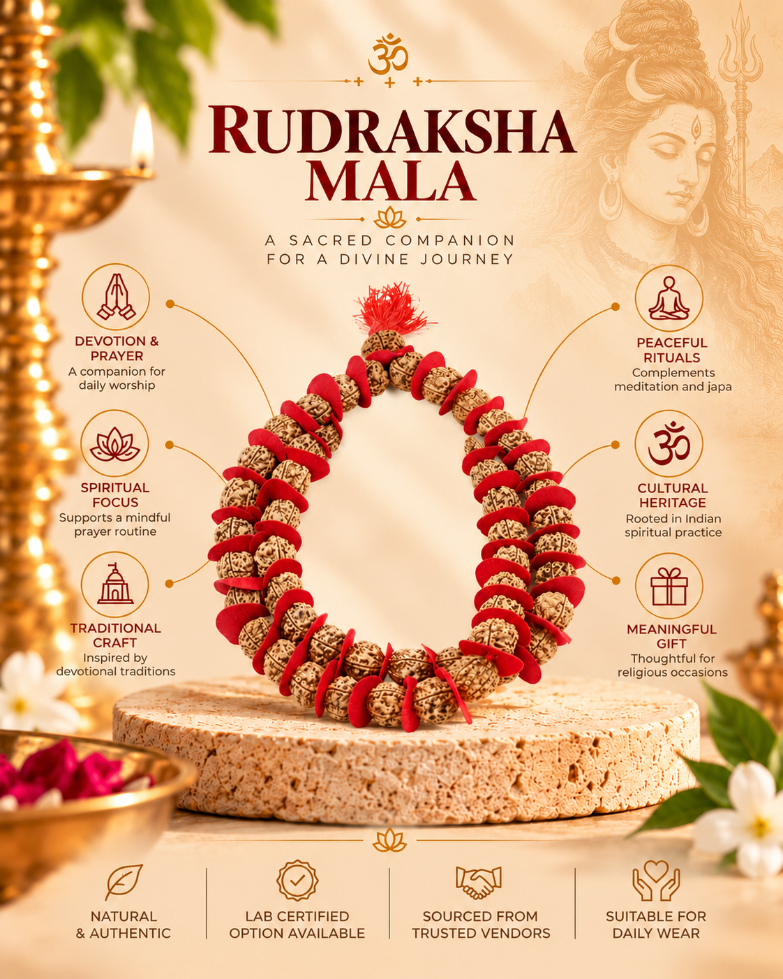 Panchmukhi Rudraksha Kantha/Mala - Image 2